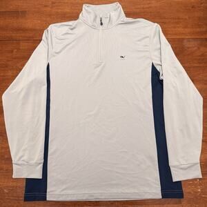 Vineyard Vines Performance 1/4 Zip Pullover Men's Medium Gray Blue Stretch